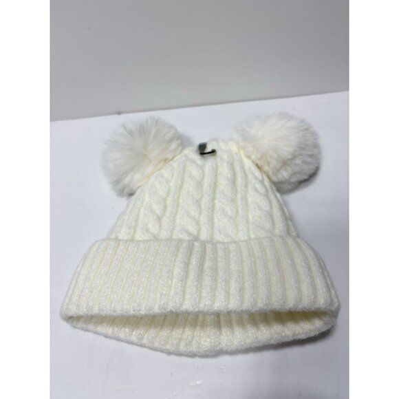 Women's Cozy Winter Hat with Double Pom Poms, Cream White, Soft Cozy Lining -New - Picture 6 of 10